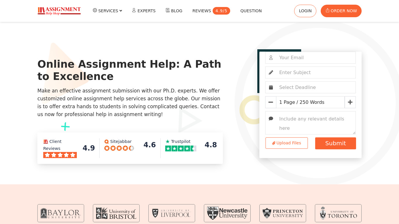 Assignment Help Shop Landing page