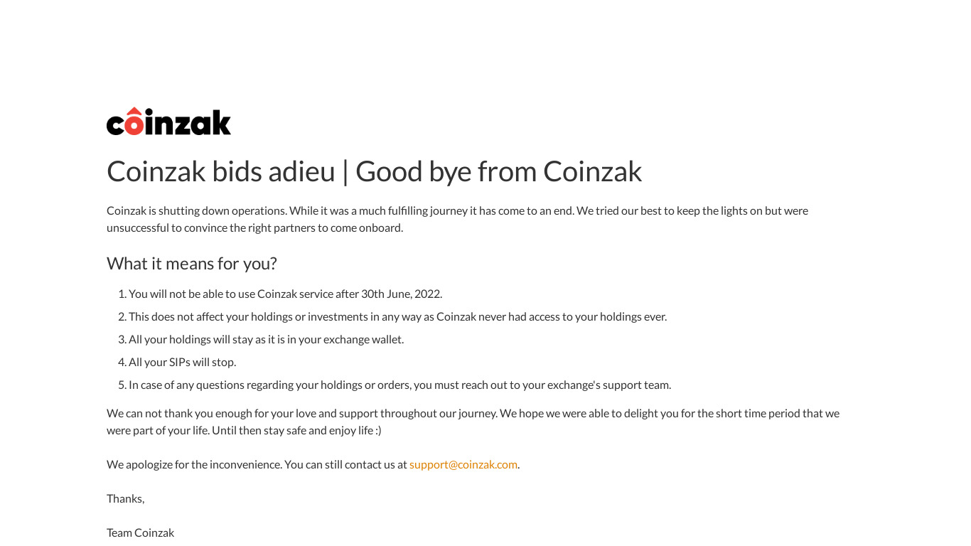 CoinZak Landing page