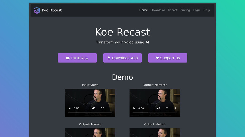 Koe Recast Landing Page