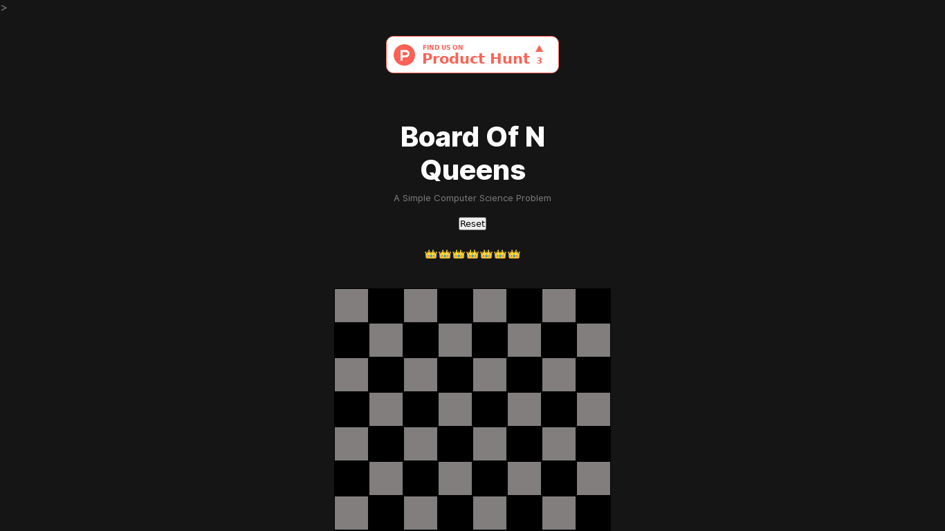 N Queen Maze Landing page