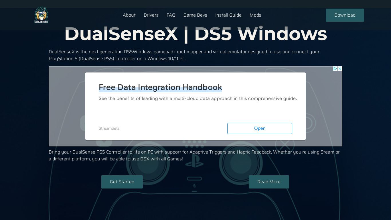 DualSenseX Landing page