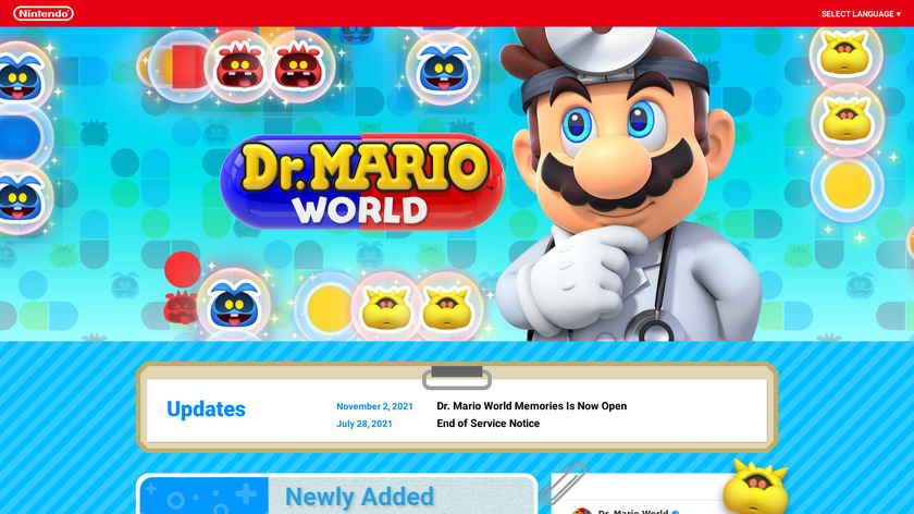 Dr. Mario World Landing Page