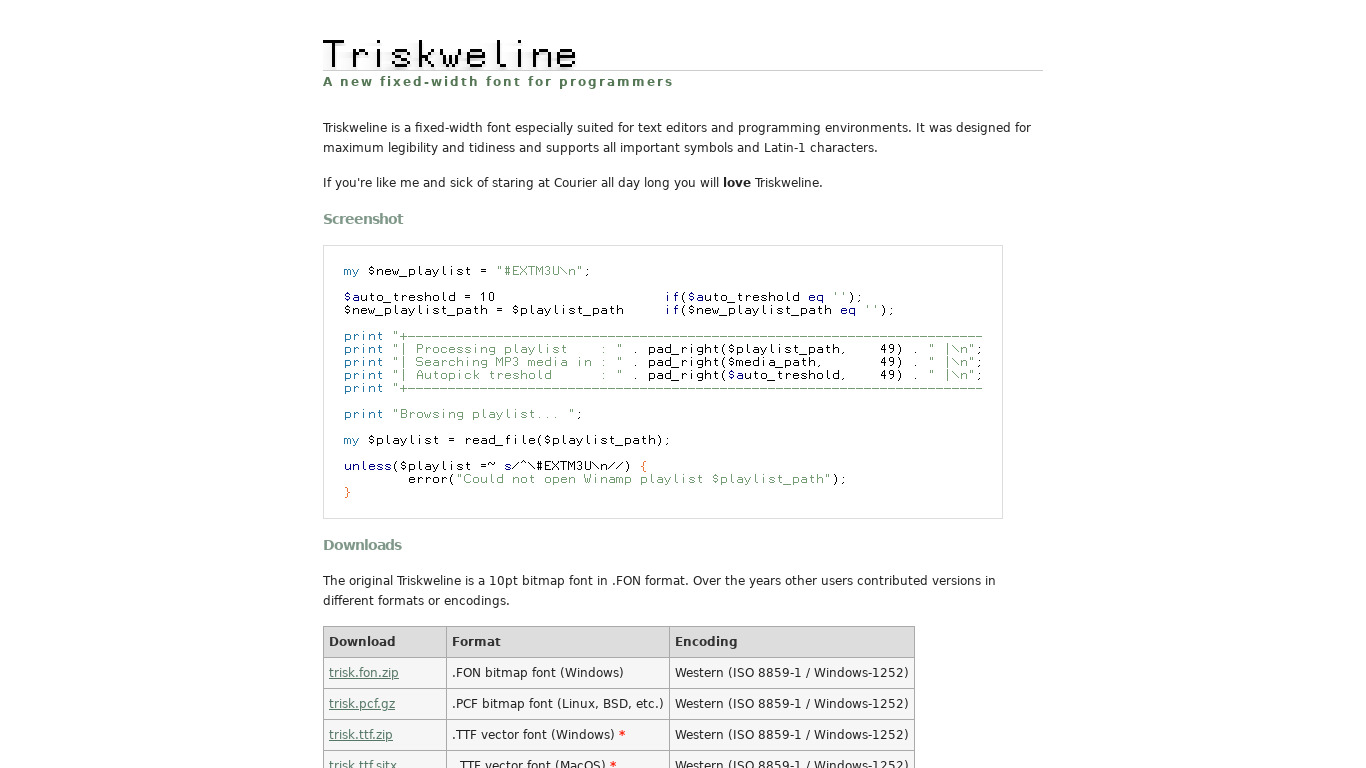 Triskweline Landing page