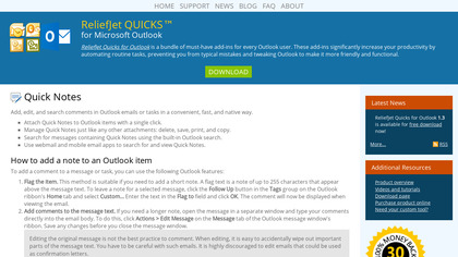 ReliefJet Quick Notes for Outlook image