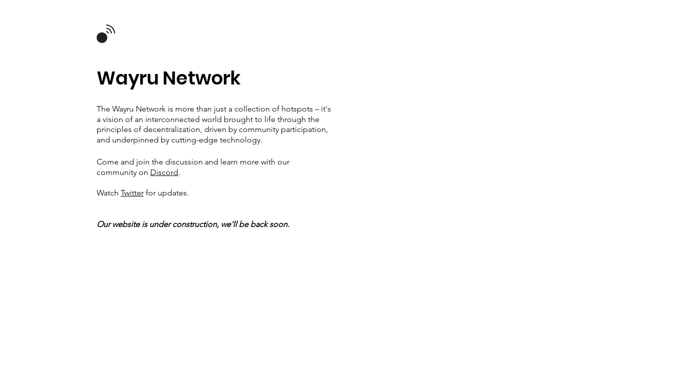 Decentralized Internet Network Landing page