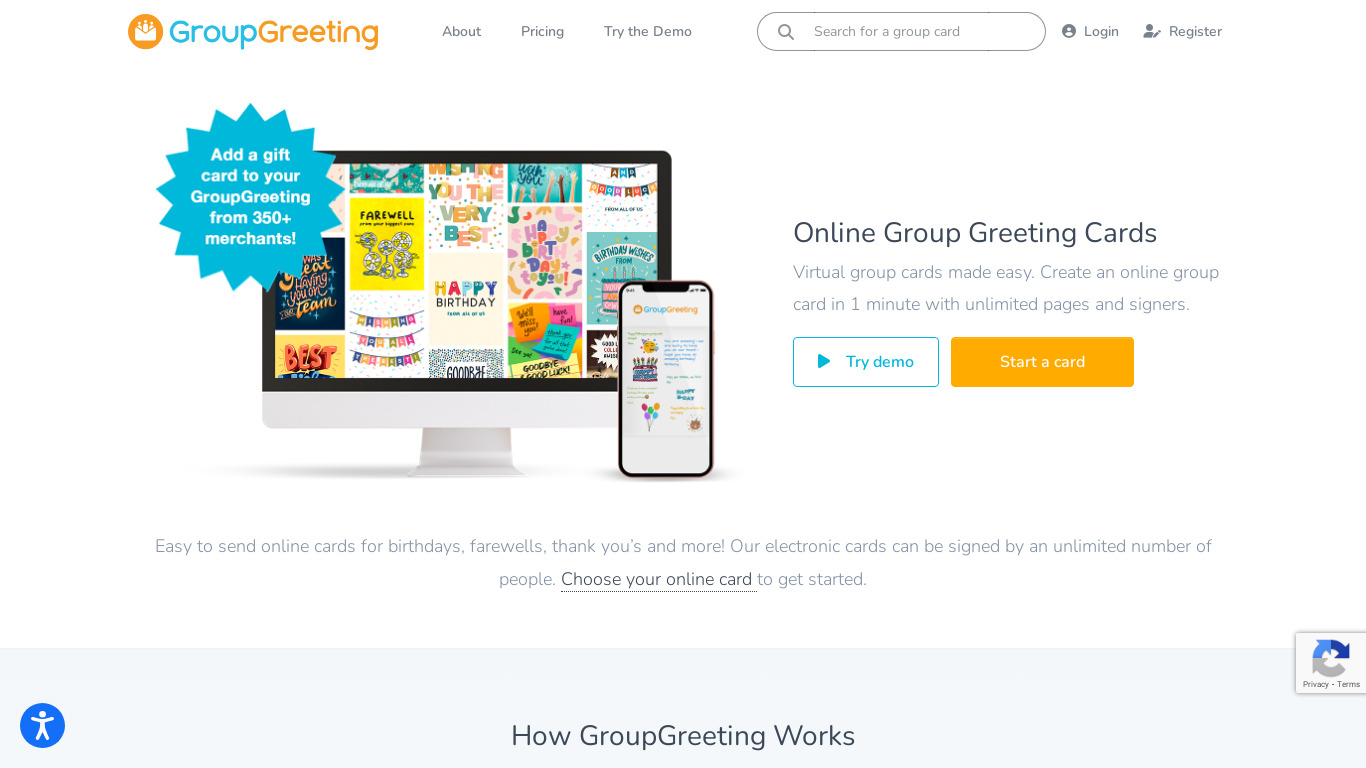Group Greeting Landing page