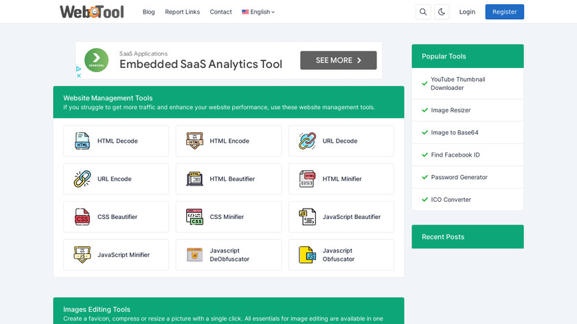 Online Free Web Tools Landing Page