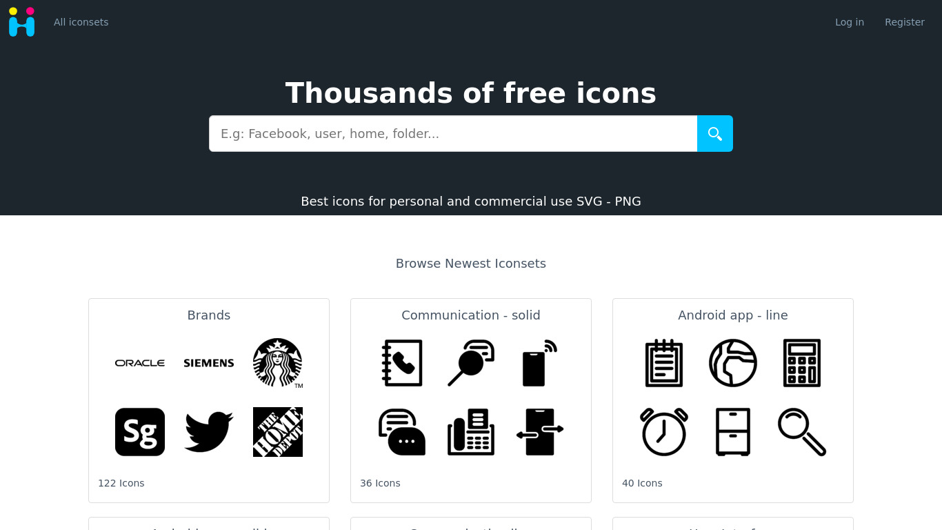 Icon-Icons Landing page