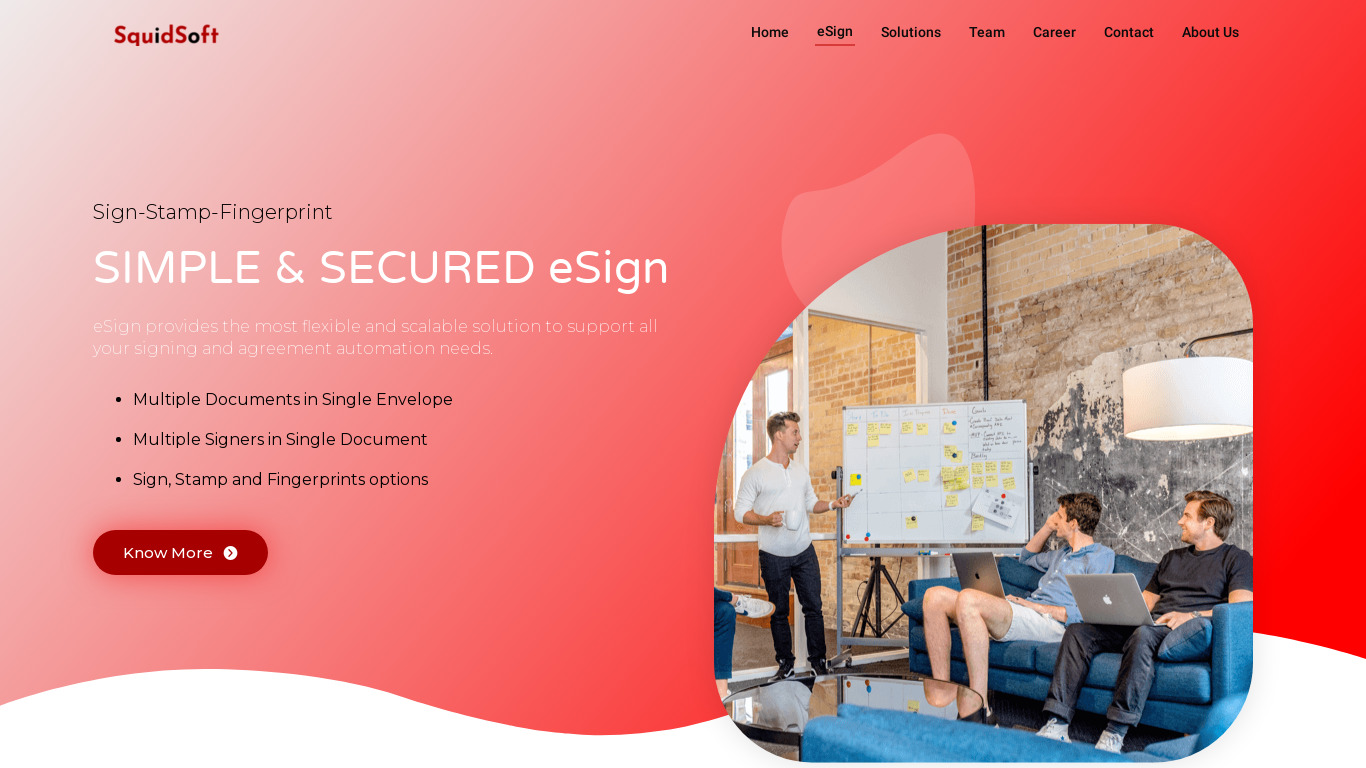 eSign by SquidSoft Landing page