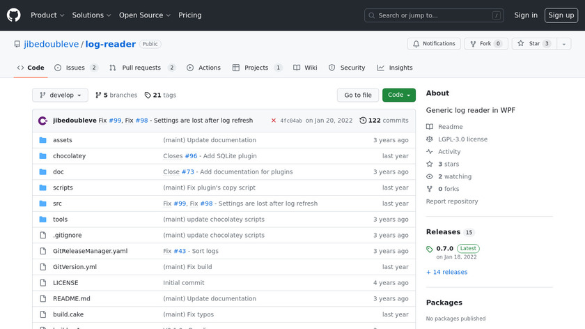 Log-reader Landing Page
