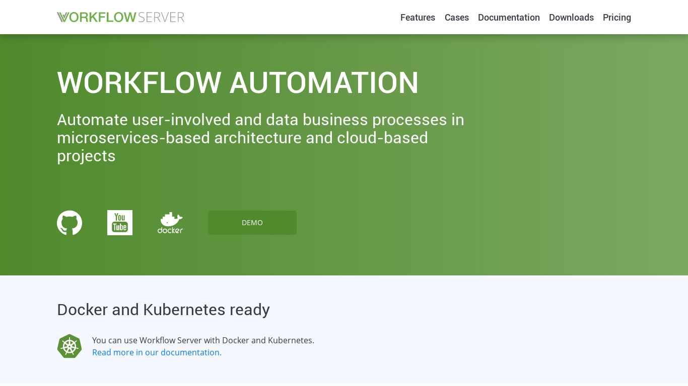 Workflow Server Landing page
