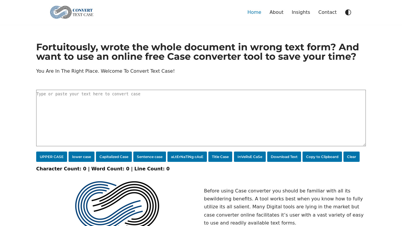 Convert Text Case Landing page