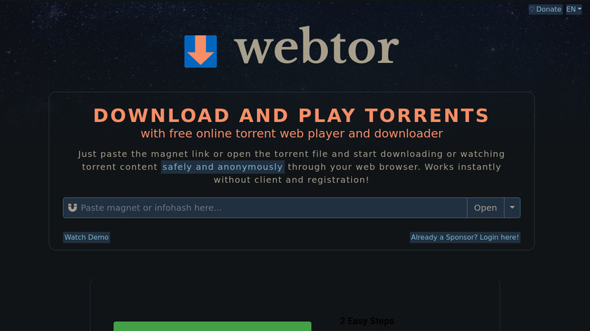 Webtor Landing Page