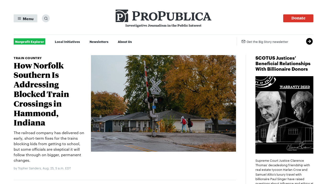ProPublica Landing page