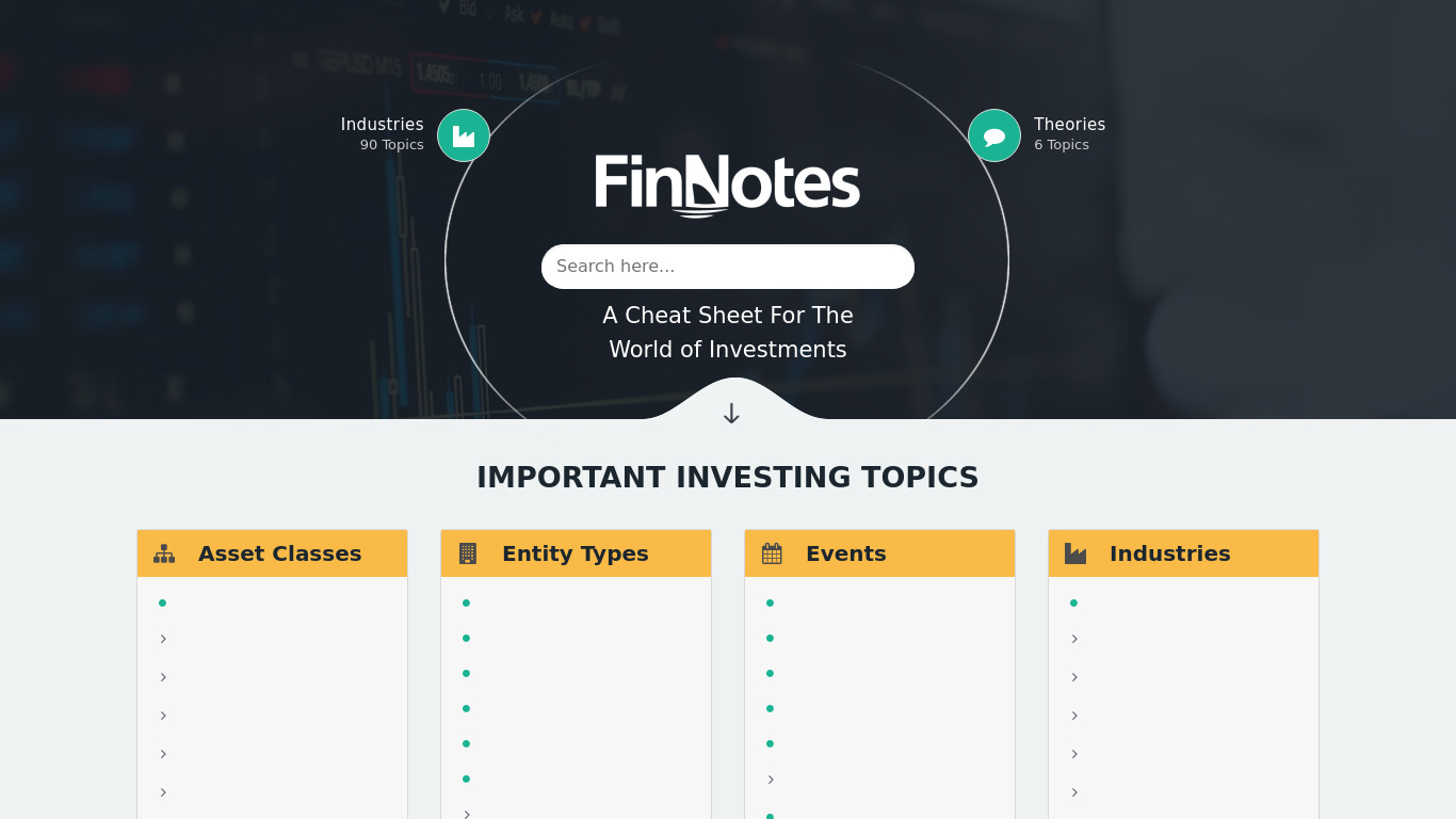 FinNotes.org Landing page