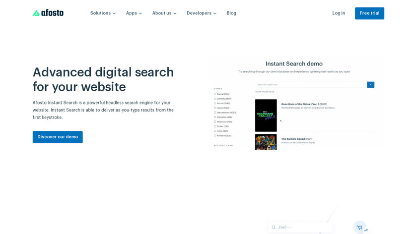 Afosto Instant Search Landing Page