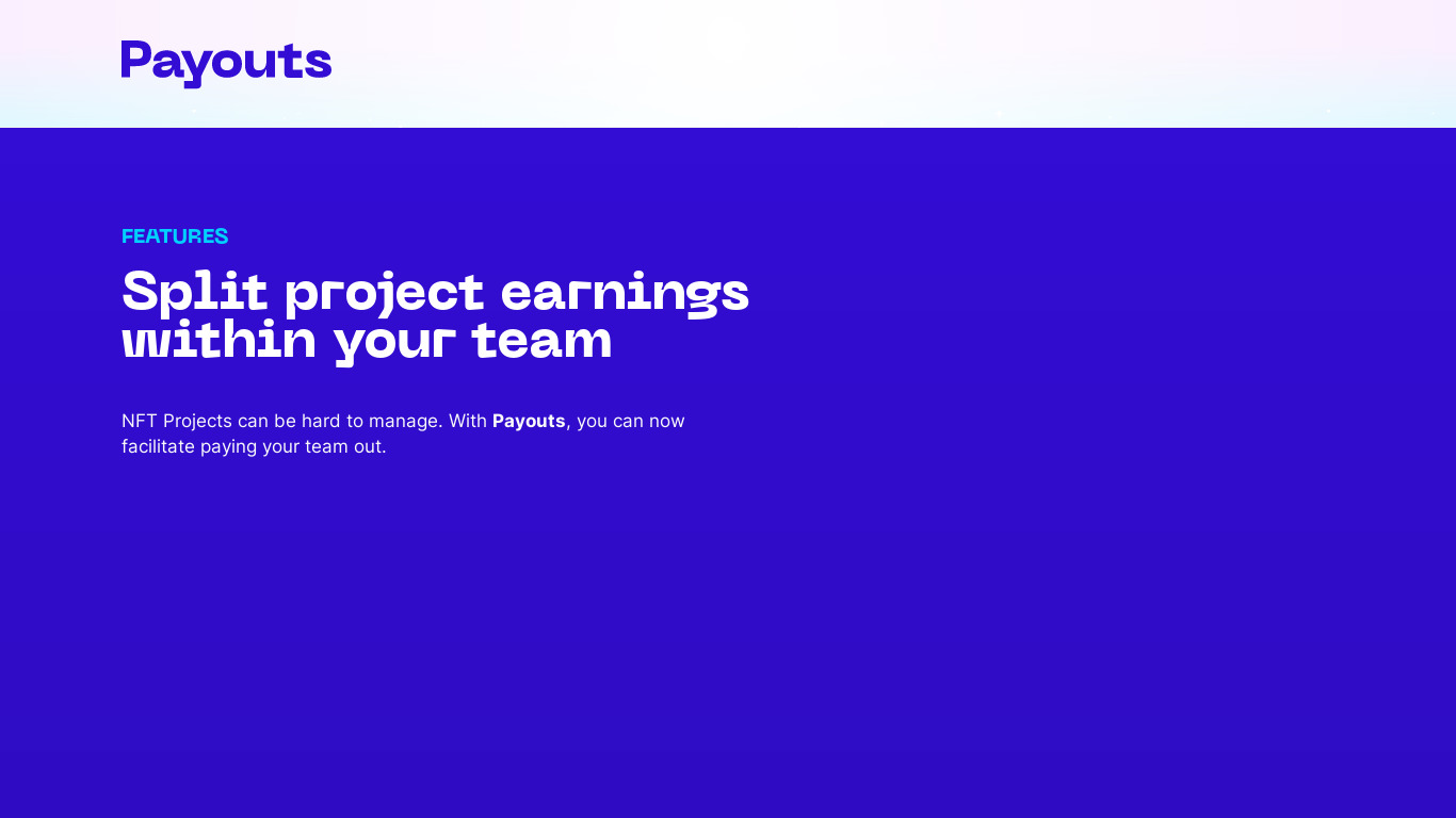 Payouts Landing page