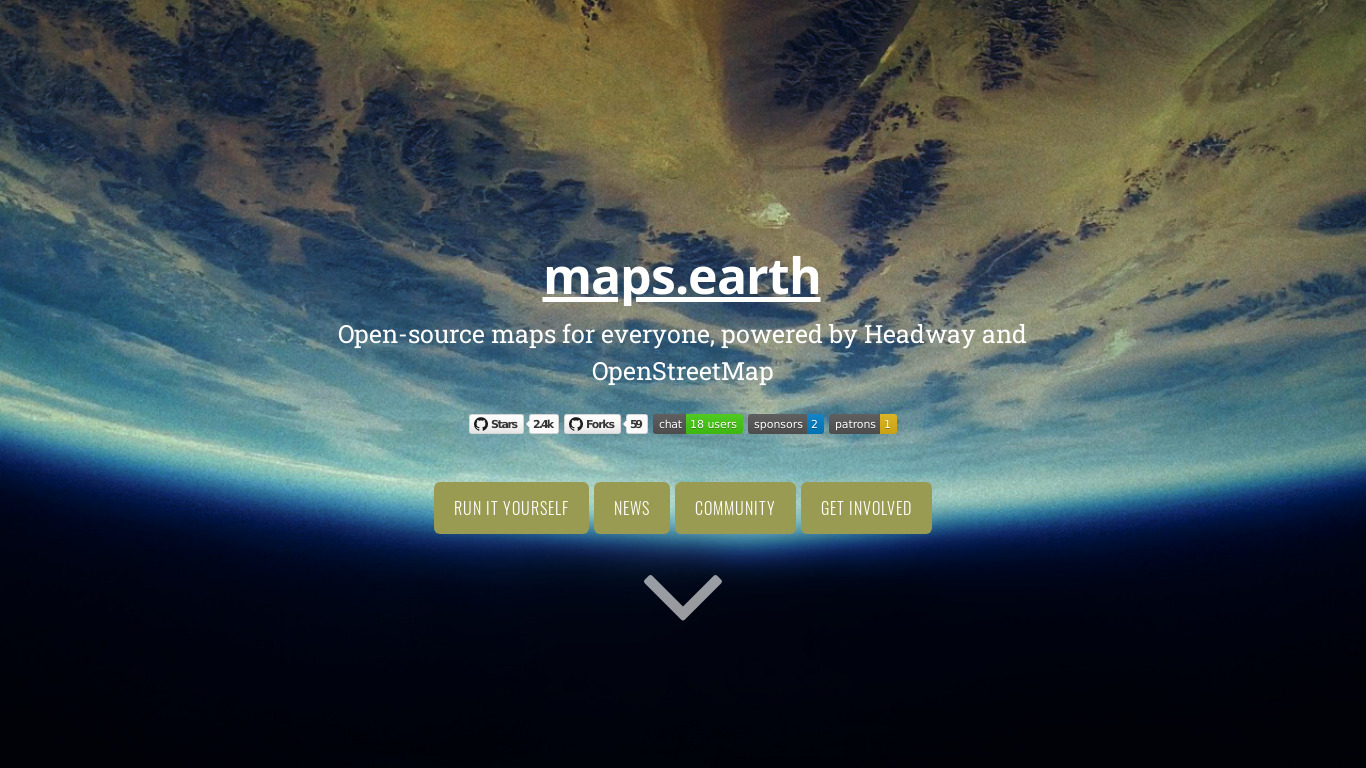 maps.earth Landing page