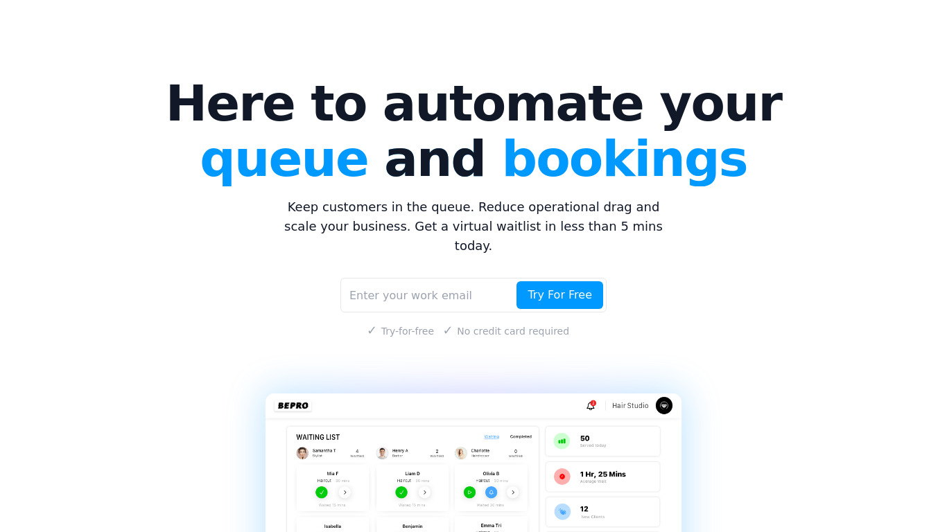 Bepro Landing page