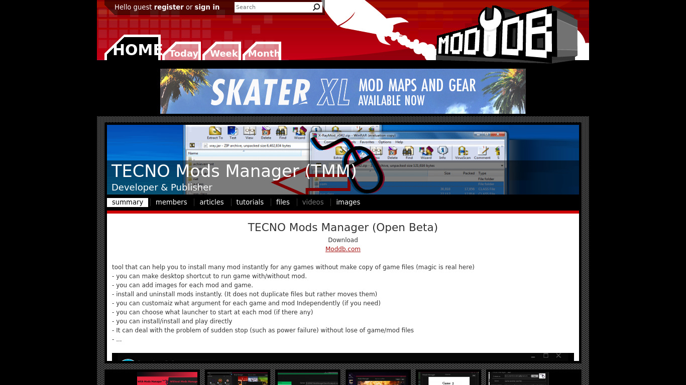 TECNO Mods Manager Landing page