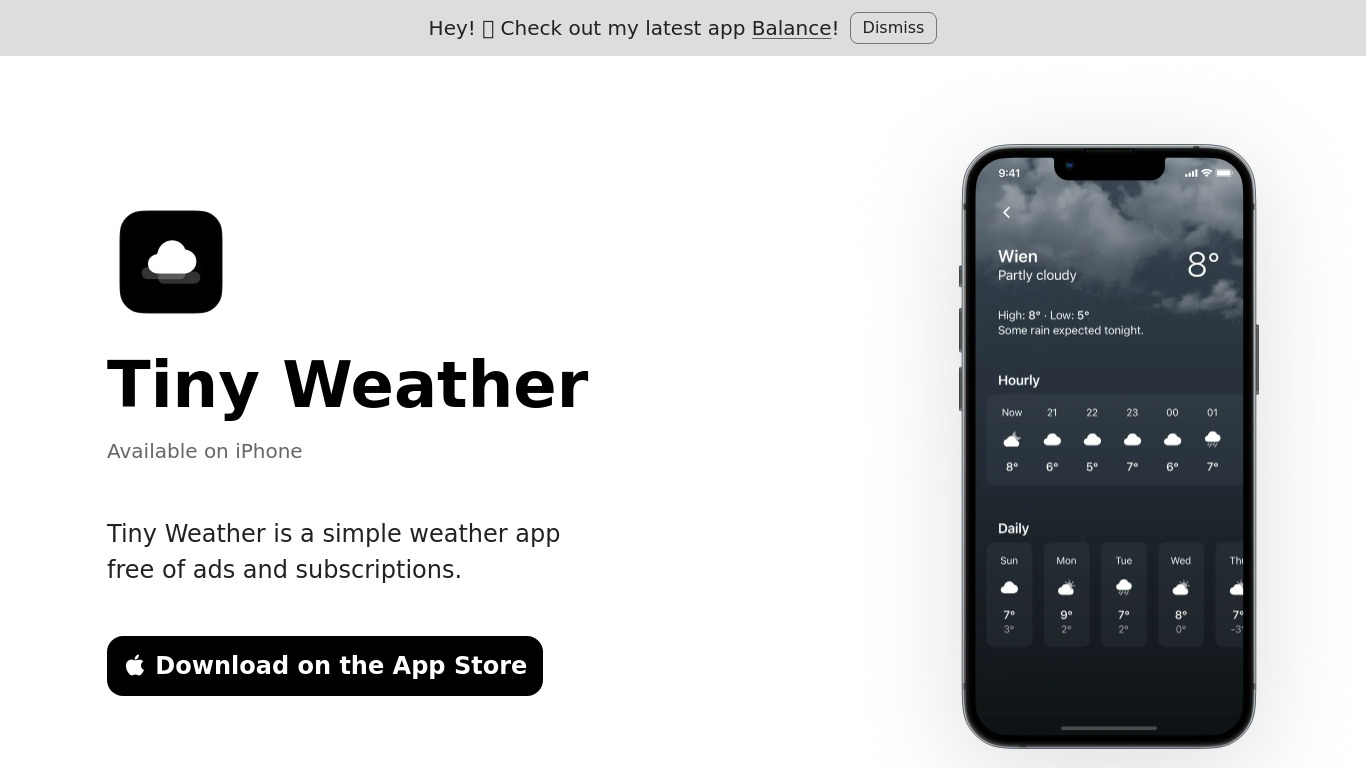Tiny Weather Landing page