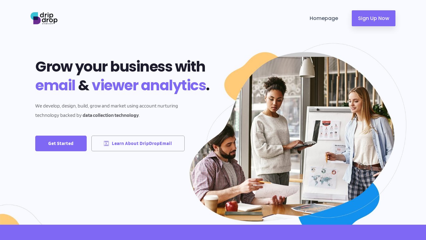 Drip Drop Email Landing page