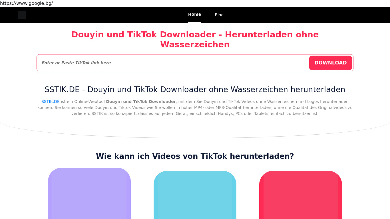 SSTIK.de - TikTok Downloader Landing page