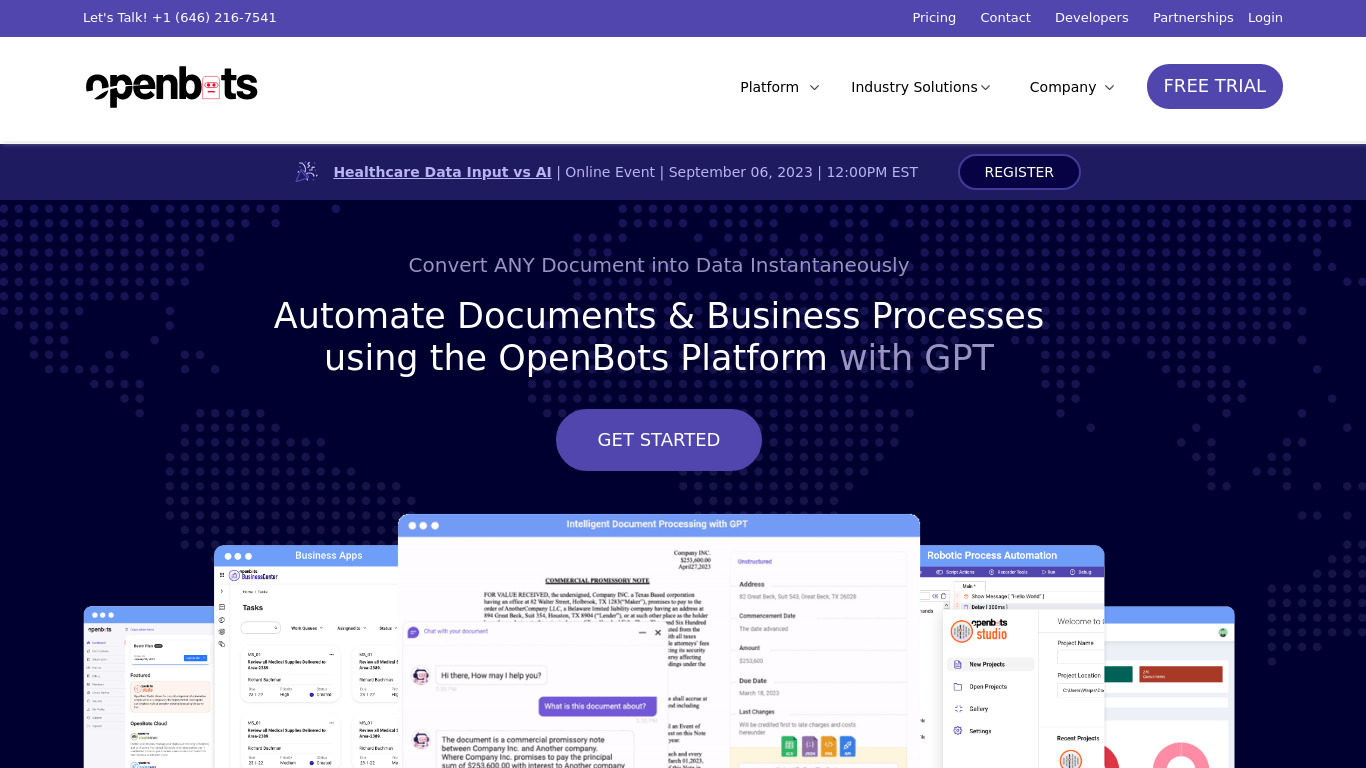 Openbots Landing page