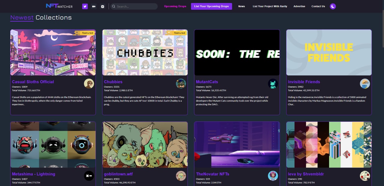 NFTWatcher.net Landing page