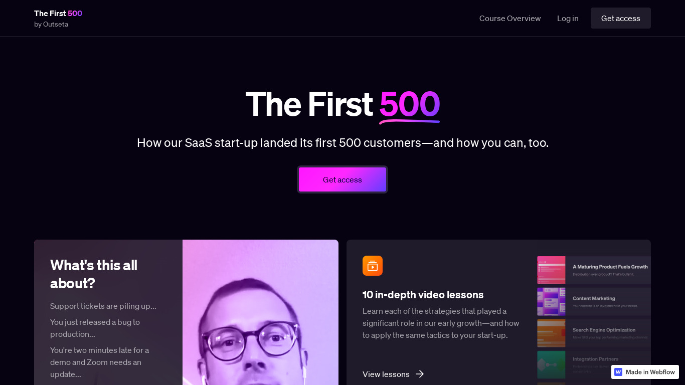 The First 500 Landing page