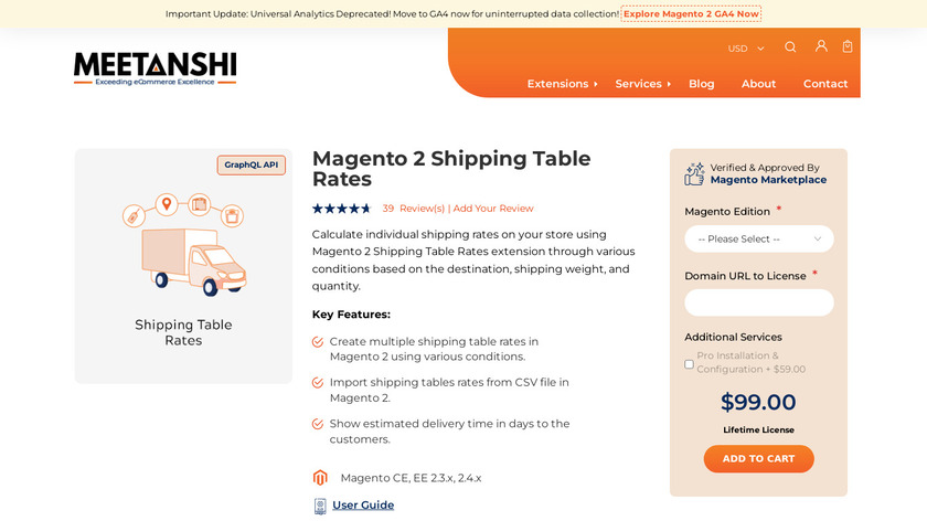 Meetanshi Magento2 Shipping Table Rates Landing Page