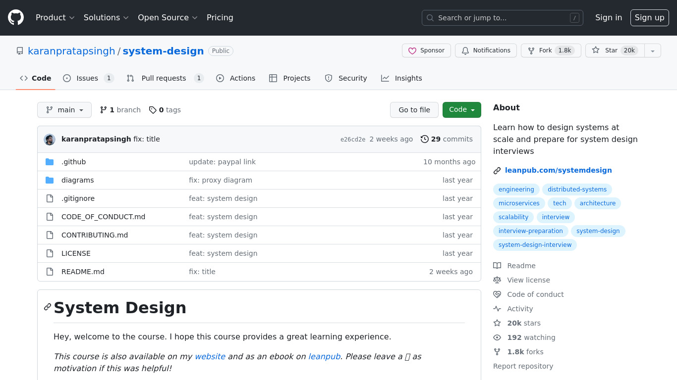 System Design Course Landing page