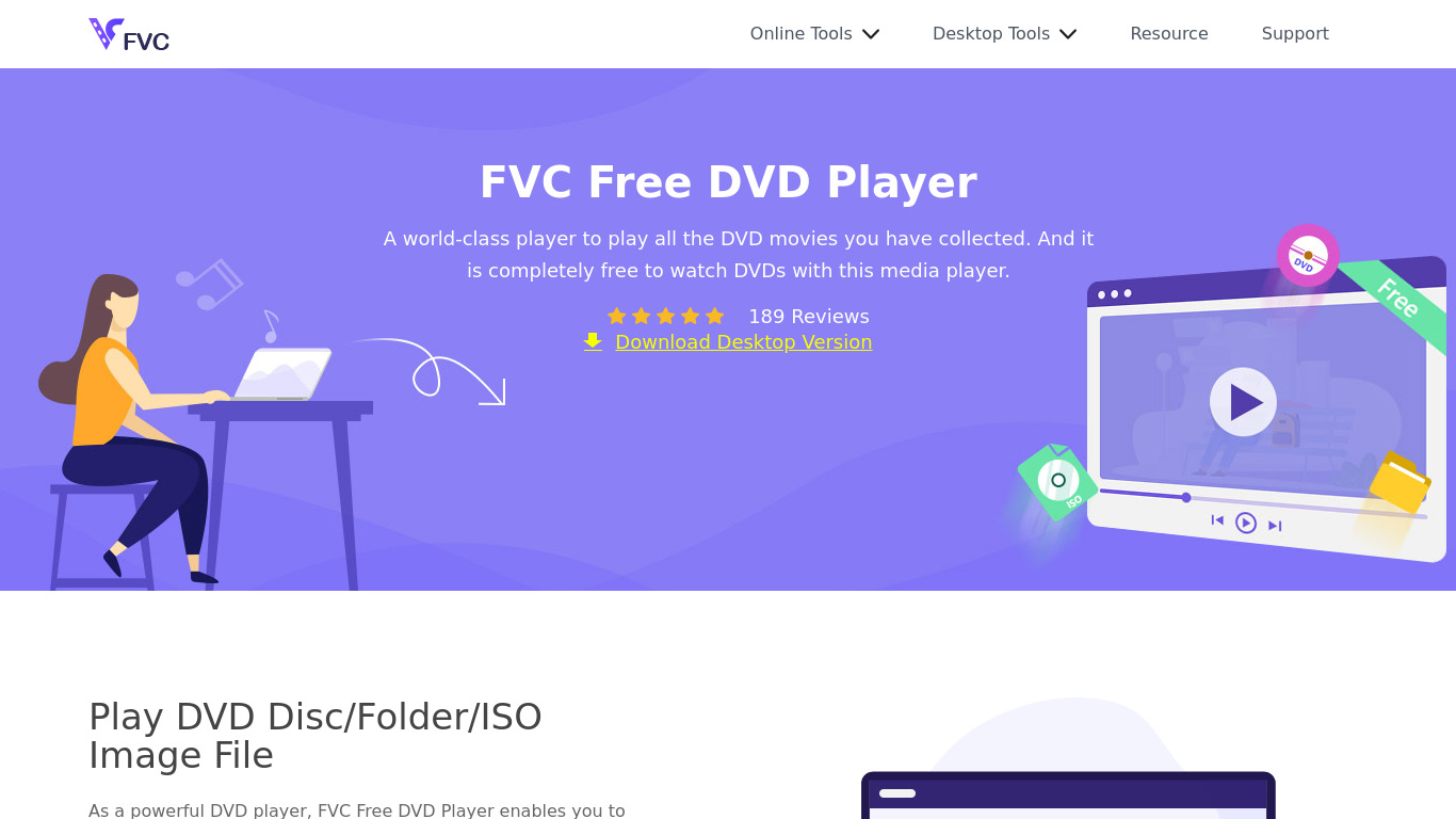 FVC Free DVD Player Landing page