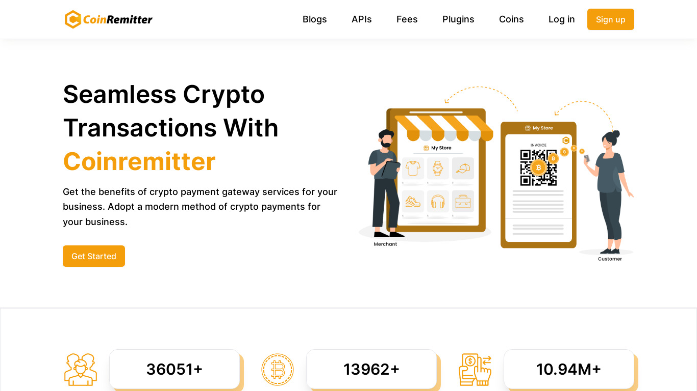 Coinremitter Landing page