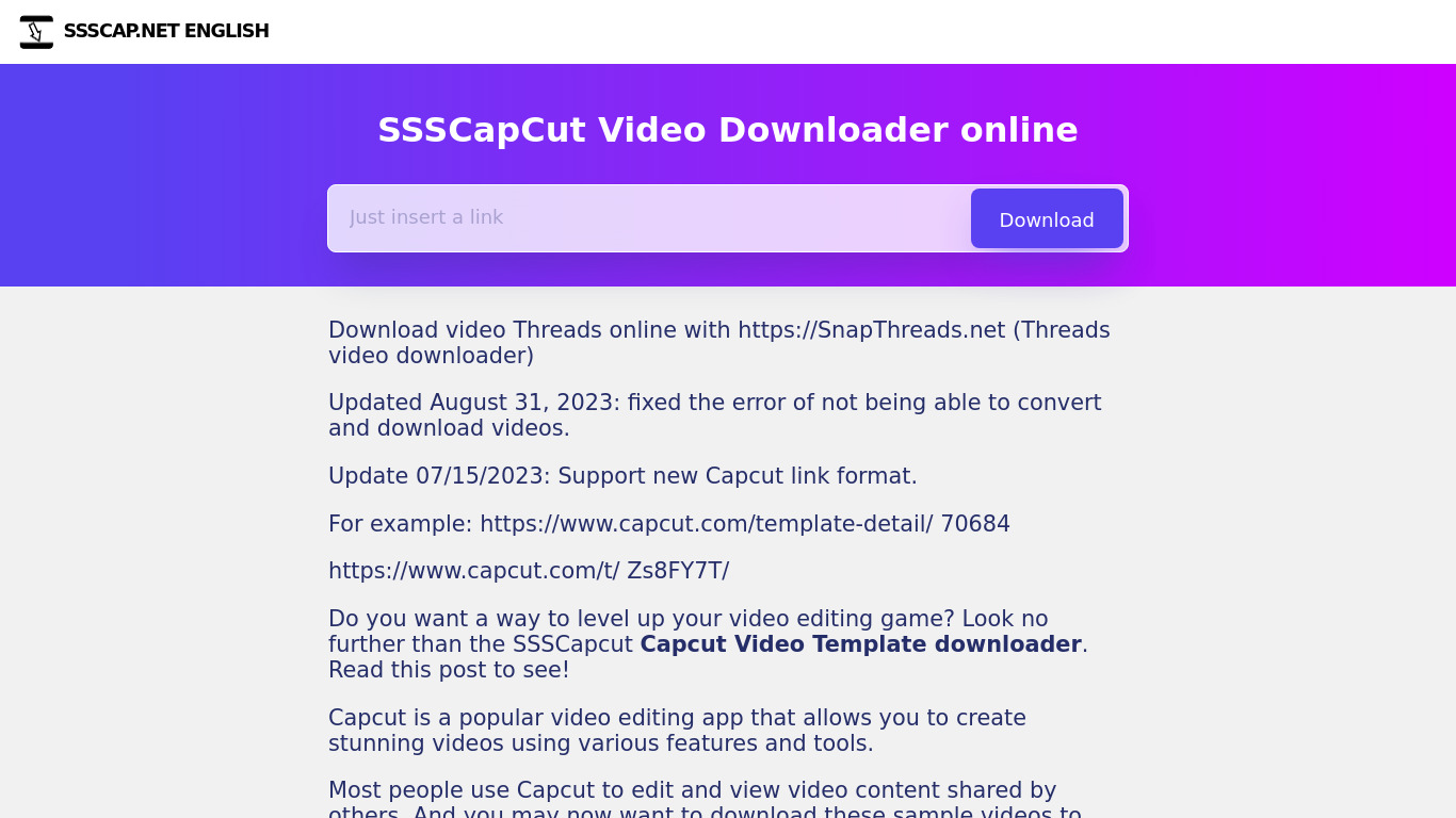 Downloader 2x Landing page
