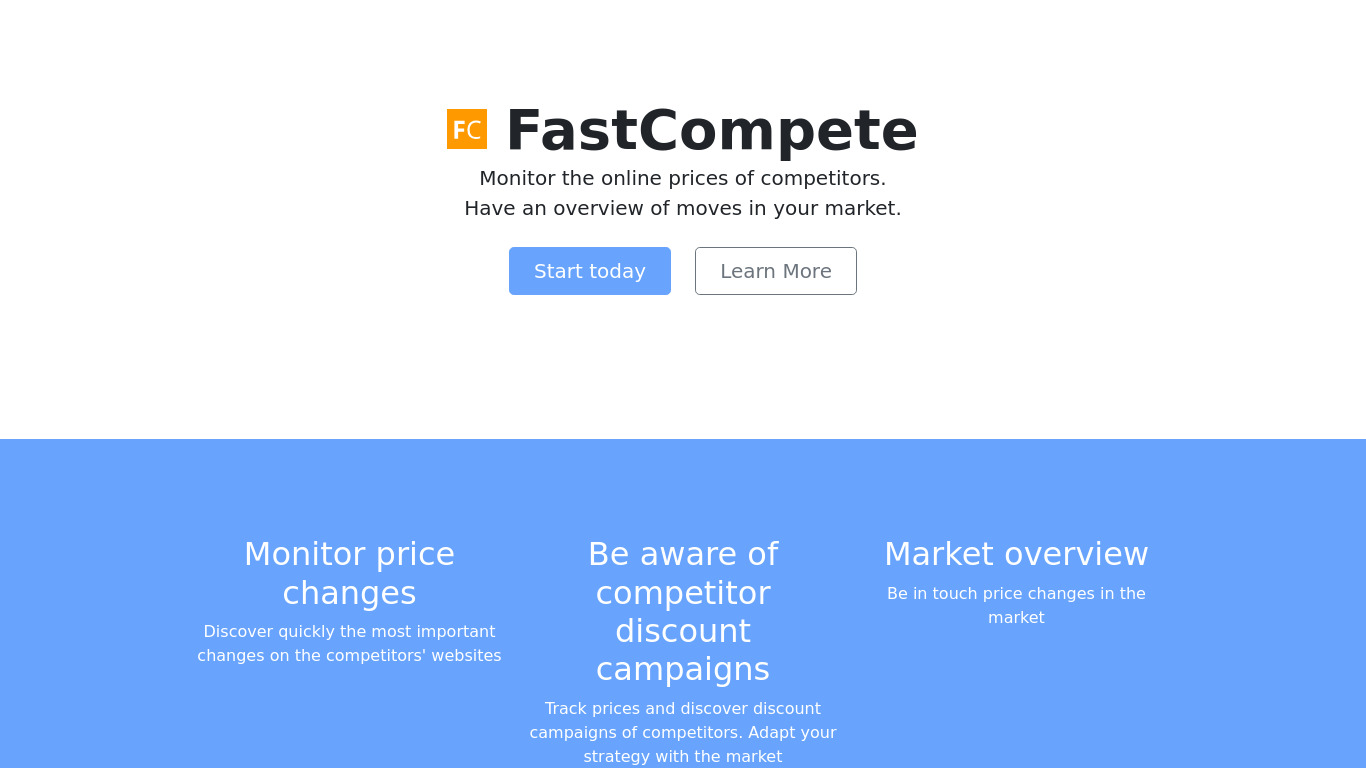FastCompete Landing page