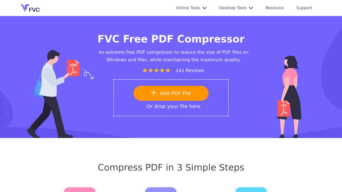 FVC Free PDF Compressor Landing page