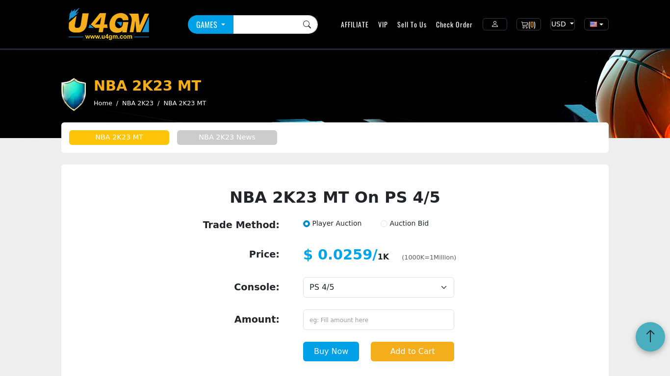 NBA 2K22 MT - U4gm.com Landing page