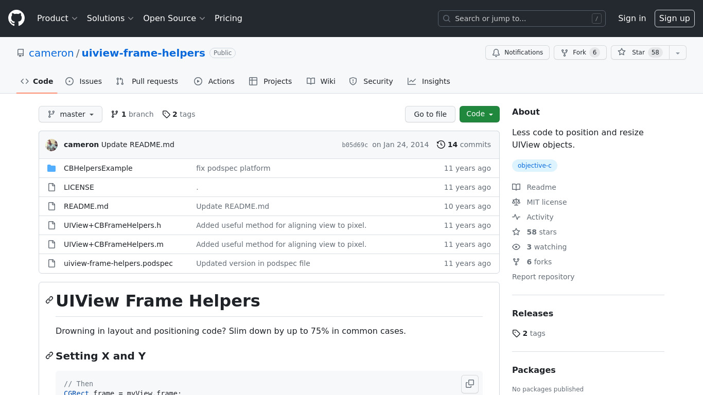 uiview-frame-helpers Alternatives Landing page
