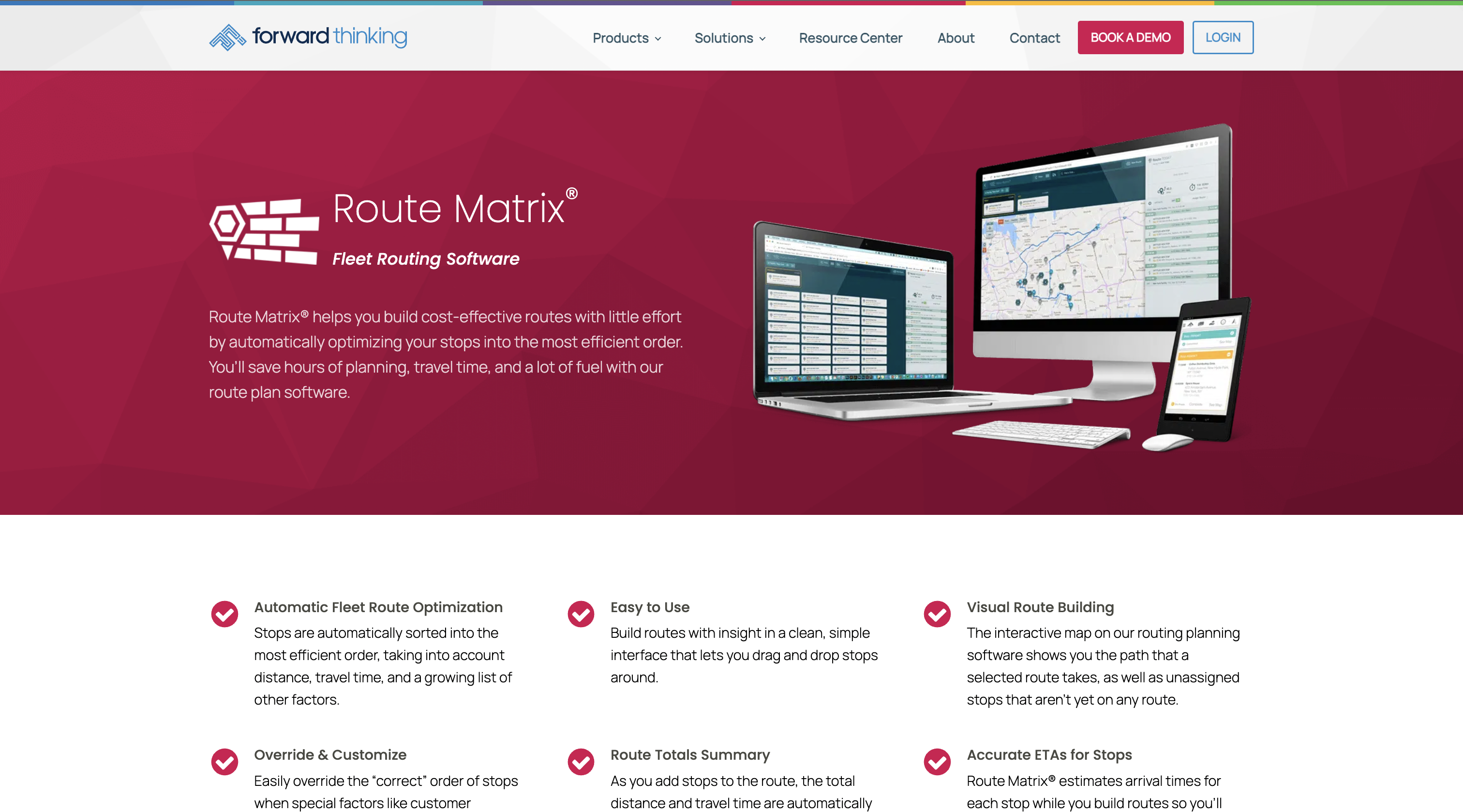 Route Matrix by Forward Thinking Landing page