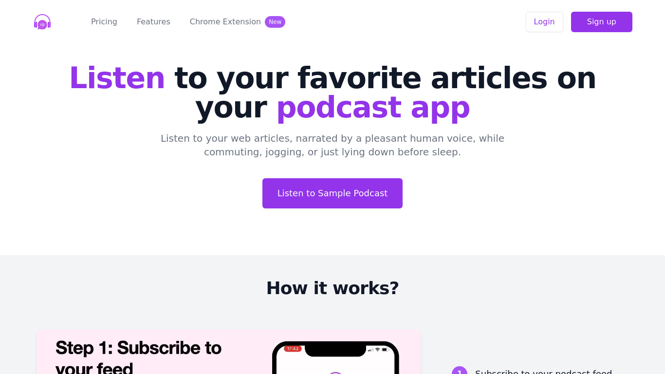 SendToPod Landing page
