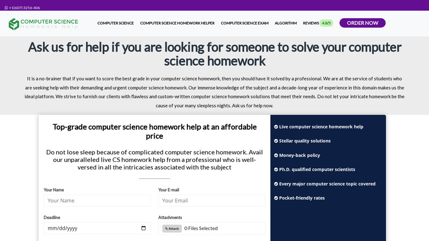 Computer Science Homework Helper Landing Page