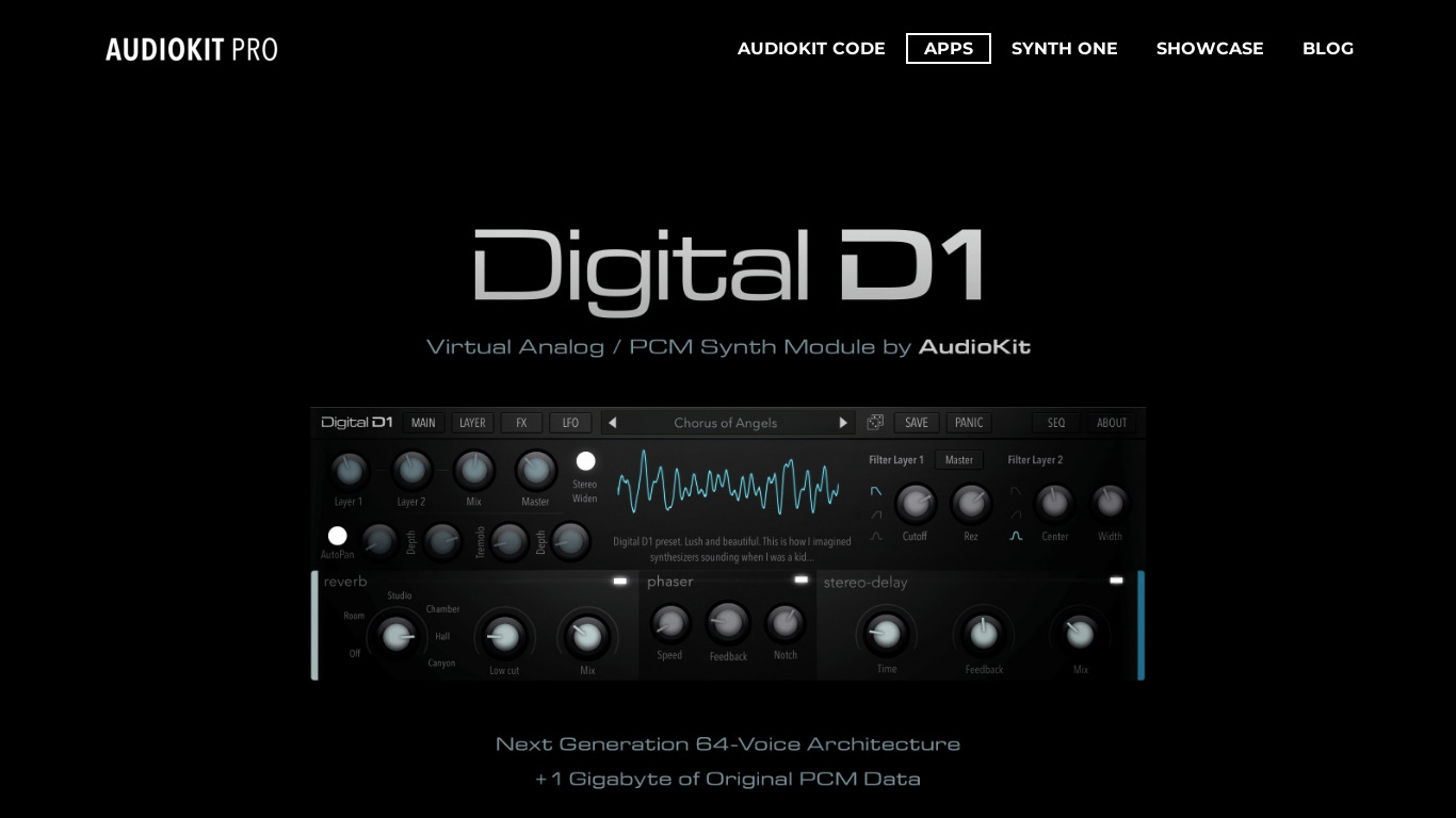 AudioKit Digital D1 Landing page