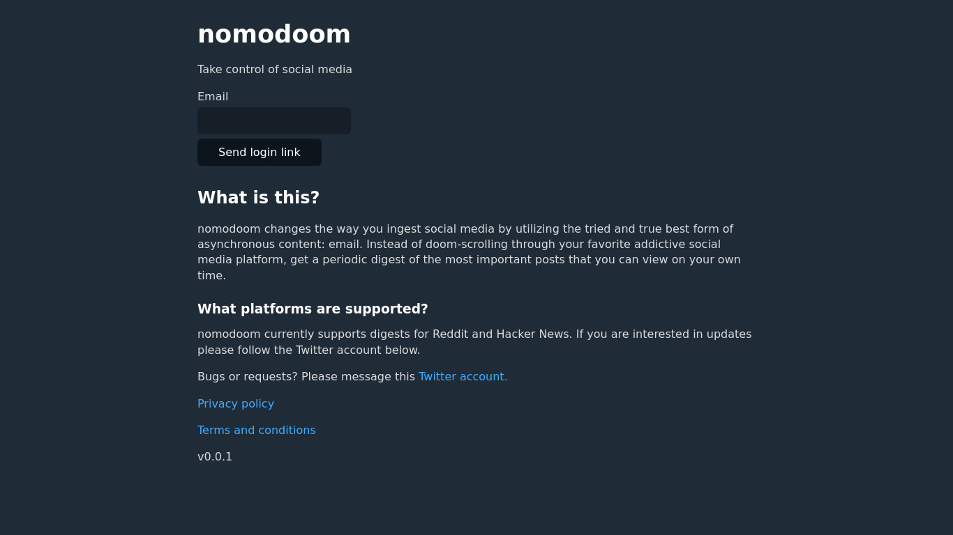 nomodoom Landing page