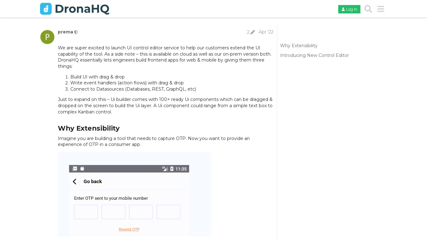 UI Control Editor by DronaHQ Landing page