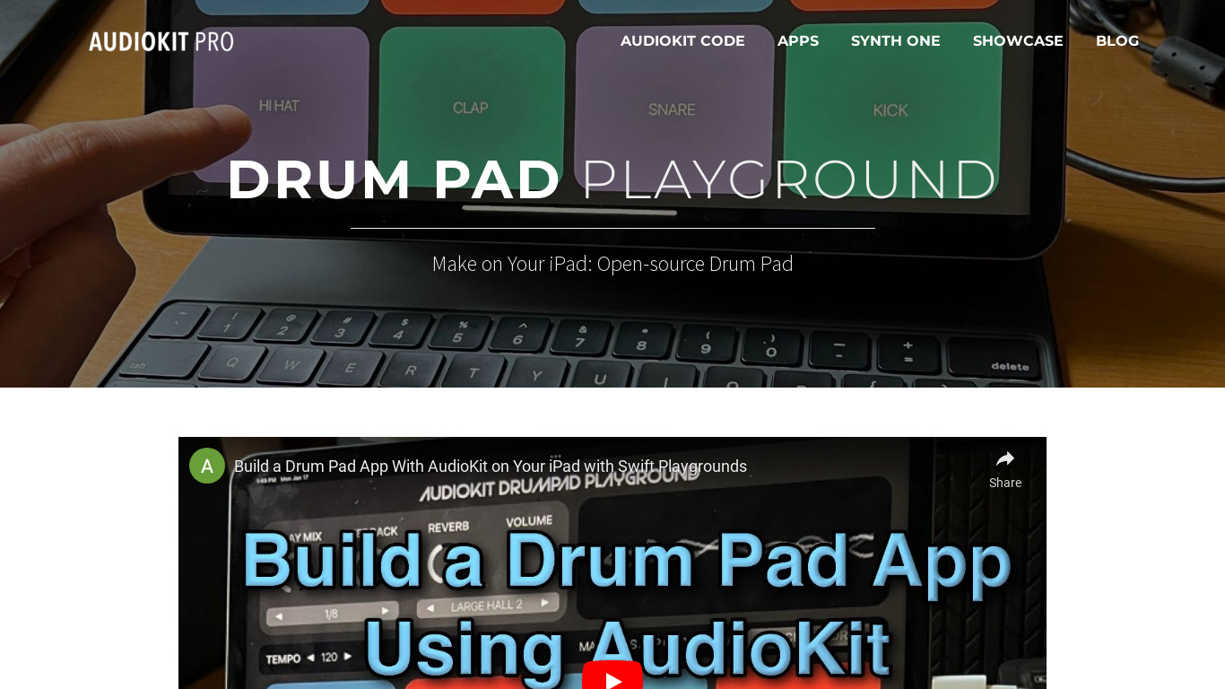 AudioKit Drum Pad Playground Landing page