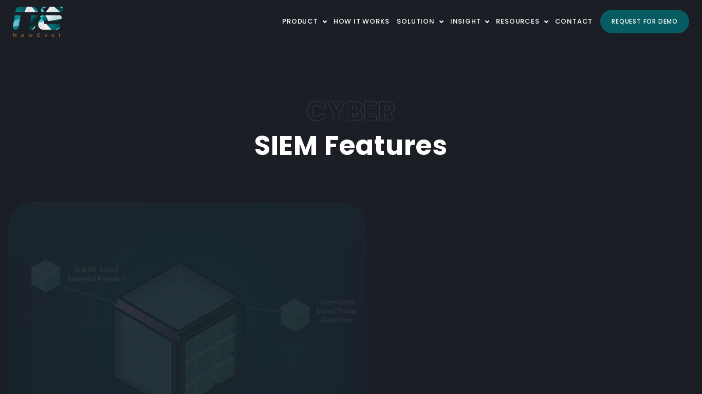 NewEvol SIEM Solutions Landing page