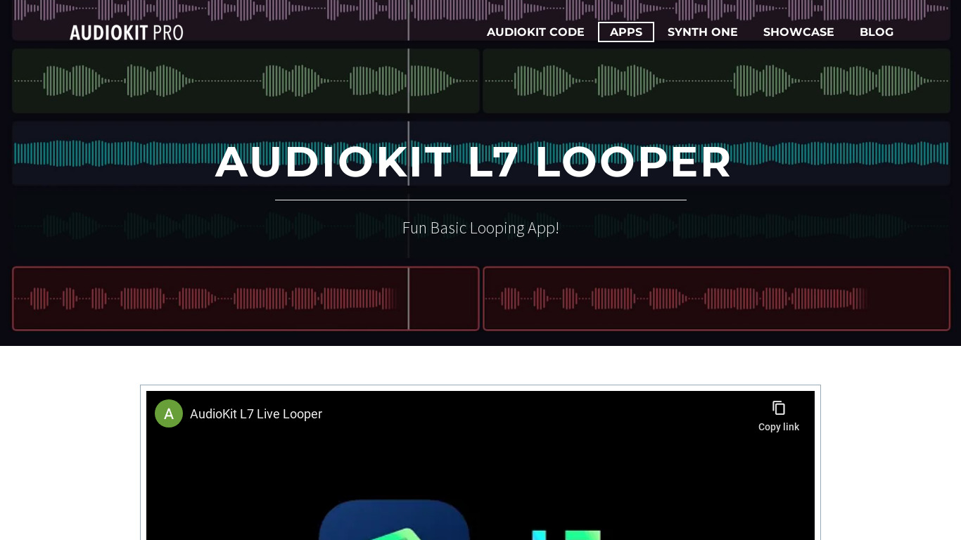 AudioKit L7 Looper Landing page