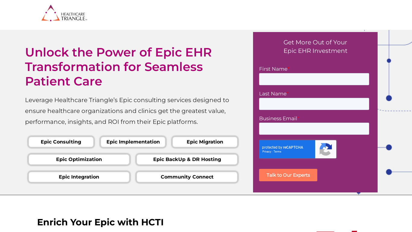 Epic Consulting Landing page