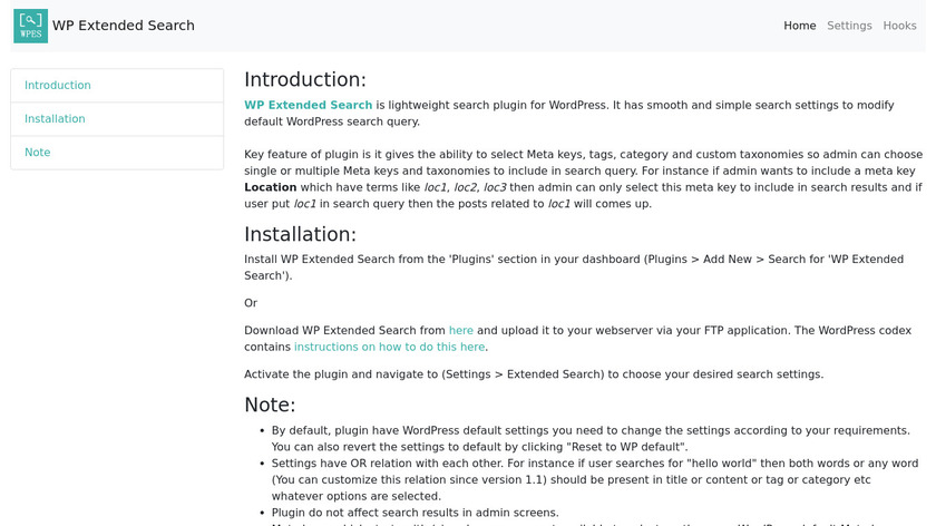 WP Extended Search Landing Page